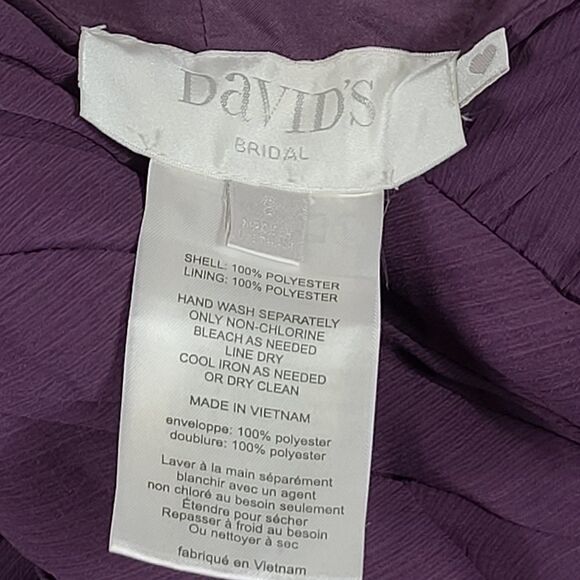 David's Bridal Purple Long Ruffle Strapless Dress - Picture 6 of 10